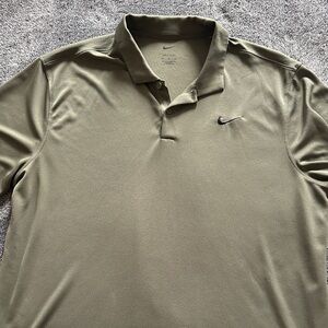 Nike Olive Green Polo Shirt with Black Swoosh